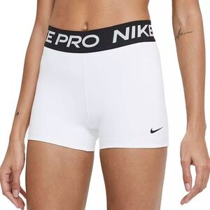 NIKE PRO White Mid Rise Medium Support Active Workout Gym Running Shorts Size XL